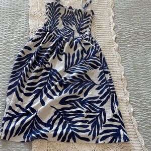 H&M Blue and White Leaf Print Dress